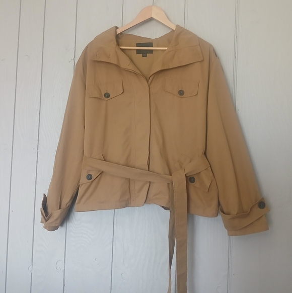 ZARA Cropped Trench Coat Belted Large - Picture 3 of 8